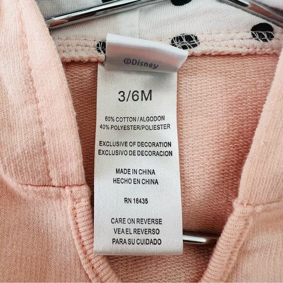 Disney Baby Minnie Mouse Bow Ears Pink Hoodie sweatshirt ruffle sleeve - Picture 5 of 5